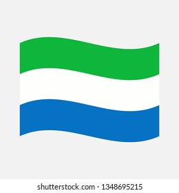 Flag of Sierra Leone waves, Sierra Leone flag template design. Vector Eps 10