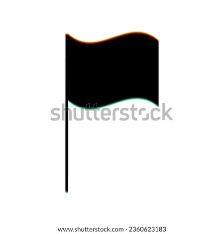 Flag sign. Black Icon with vertical effect of color edge aberration at white background. Illustration.