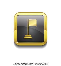 Flag Sign Gold Vector Icon Button