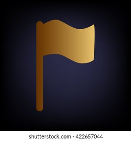 Flag sign. Golden style icon