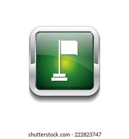 Flag Sign Green Vector Icon Button