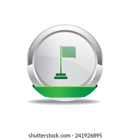 Flag Sign Green Vector Icon Button