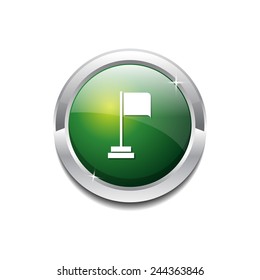 Flag Sign Green Vector Icon Button