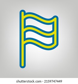 Flag sign. Icon in colors of Ukraine flag (yellow, blue) at gray Background. Illustration.
