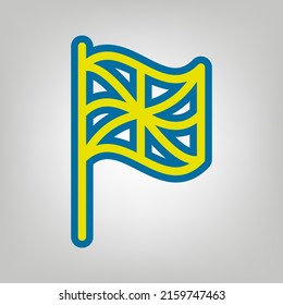 Flag sign. Icon in colors of Ukraine flag (yellow, blue) at gray Background. Illustration.