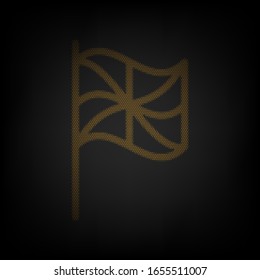 Flag sign. Icon as grid of small orange light bulb in darkness. Illustration.