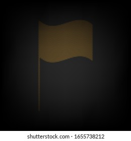 Flag sign. Icon as grid of small orange light bulb in darkness. Illustration.