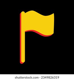 Flag sign illustration. 3D Extruded Yellow Icon with Red Sides a Black background. Illustration.