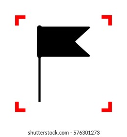 Flag sign illustration. Black icon in focus corners on white background. Isolated.