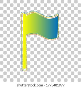 Flag sign illustration. Blue to green gradient Icon with Four Roughen Contours on stylish transparent Background. Illustration.