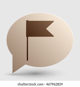 Flag sign illustration. Brown gradient icon on bubble with shadow.