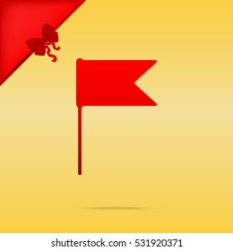 Flag sign illustration. Cristmas design red icon on gold background.