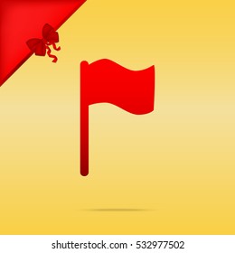 Flag sign illustration. Cristmas design red icon on gold background.