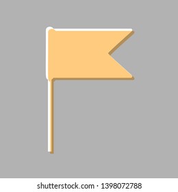 Flag sign illustration. Emboss effect with light orange icon on gray background.
