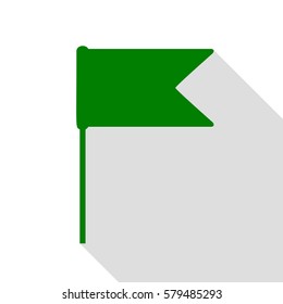 Flag sign illustration. Green icon with flat style shadow path.
