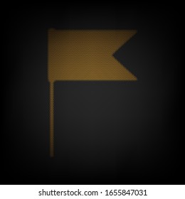 Flag sign illustration. Icon as grid of small orange light bulb in darkness. Illustration.
