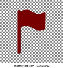 Flag sign illustration. Maroon icon on transparent background.