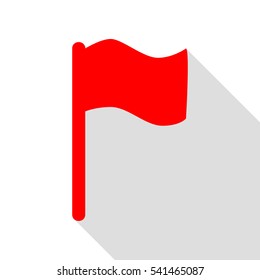 Flag sign illustration. Red icon with flat style shadow path.