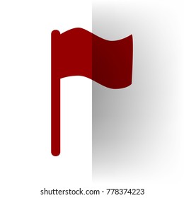Flag sign illustration. Vector. Bordo icon on white bending paper background.