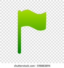 Flag sign illustration. Vector. Green gradient icon on transparent background.