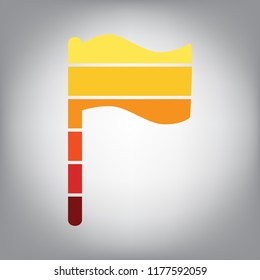 Flag sign illustration. Vector. Horizontally sliced icon with colors from sunny gradient in gray background.