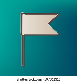 Flag sign illustration. Vector. Icon printed at 3d on sea color background.