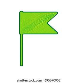 Flag sign illustration. Vector. Lemon scribble icon on white background. Isolated