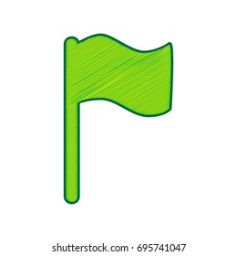 Flag sign illustration. Vector. Lemon scribble icon on white background. Isolated