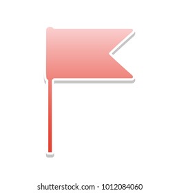 Flag sign illustration. Vector. Reddish icon with white and gray shadow on white background. Isolated.