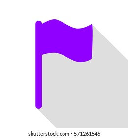 Flag sign illustration. Violet icon with flat style shadow path.