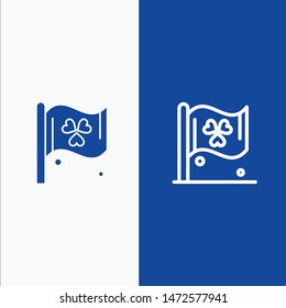 Flag, Sign, Ireland Line and Glyph Solid icon Blue banner Line and Glyph Solid icon Blue banner