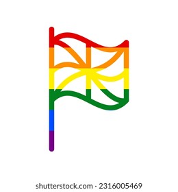 Flag sign. Rainbow gay LGBT rights colored Icon at white Background. Illustration.