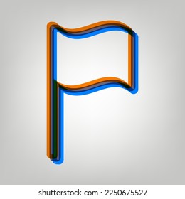 Indicador. Icono marcado en colores naranja, azul y lavanda antigua en fondo gris. Ilustración.