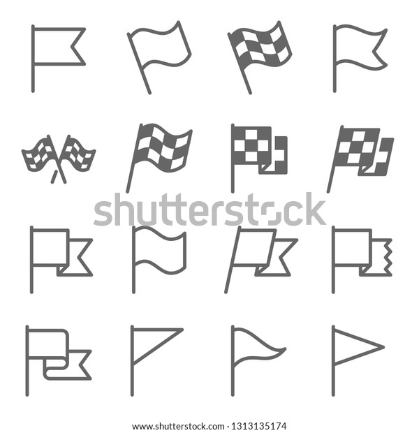 Flag Sign\
Vector Line Icon Set. Contains such Icons as Flagpole, Start Flag,\
Race, Winner and more. Expanded\
Stroke
