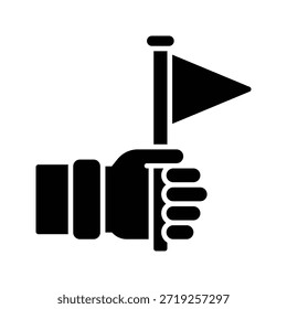 Flag Signal Hand Vektor Illustration, Solid Style Symbol