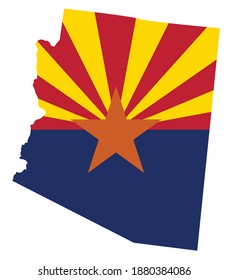flag and silhouette of the American state of Arizona vector illustration
