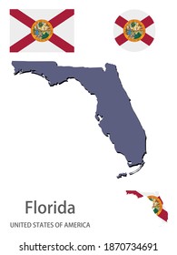 flag and silhouette of the American state of Florida vector illustration