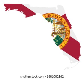 flag and silhouette of the American state of Florida vector illustration