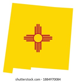 flag and silhouette of the American state of New Mexico vector illustration