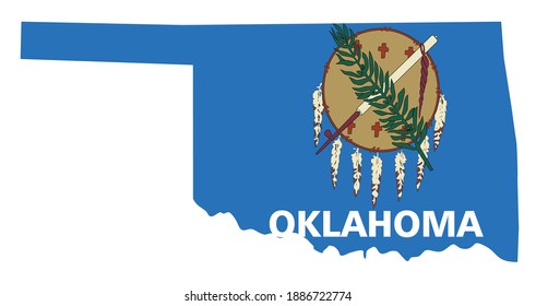 flag and silhouette of the American state of Oklahoma vector illustration