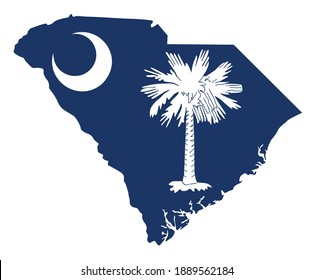 flag and silhouette of the American state of South Carolina vector illustration