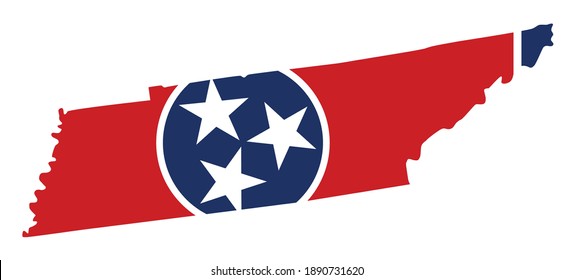 flag and silhouette of the American state of Tennessee vector illustration