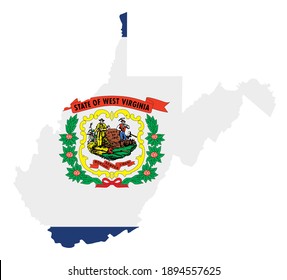 flag and silhouette of the American state of West Virginia vector illustration