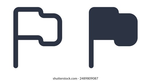 Flag simple icons set designed in filled, outline, line and stroke style