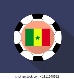 Flag of Sinegal on a blue background. Soccer ball.