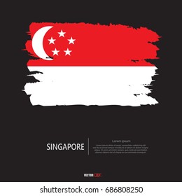Flag of Singapore with brush stroke 