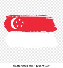 Flag Singapore, brush stroke background.  Flag of  Singapore on transparent background. Stock vector.  Flag for your web site design, logo, app, UI. Vector illustration EPS10.