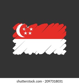 Flag of Singapore, brush stroke background
