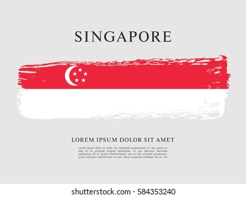 Flag of Singapore, brush stroke background