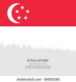 Flag of Singapore, brush stroke background